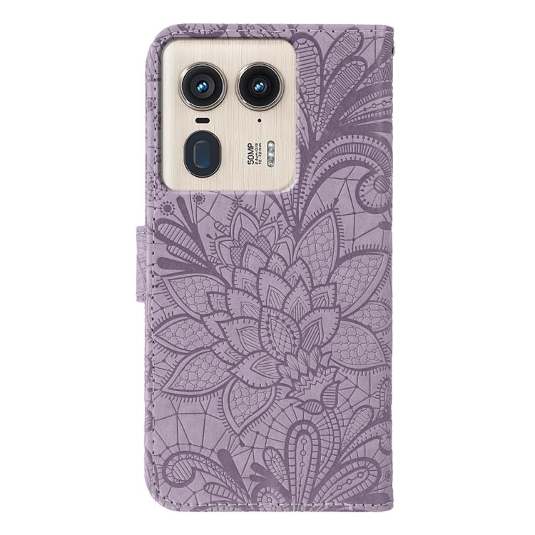 For Motorola Edge 50 Ultra Lace Flower Embossing Flip Leather Phone Case