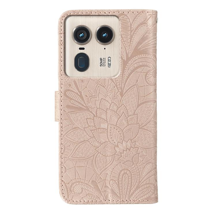 For Motorola Edge 50 Ultra Lace Flower Embossing Flip Leather Phone Case