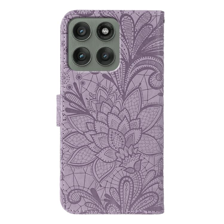 For Motorola Edge 60 Pro Lace Flower Embossing Flip Leather Phone Case