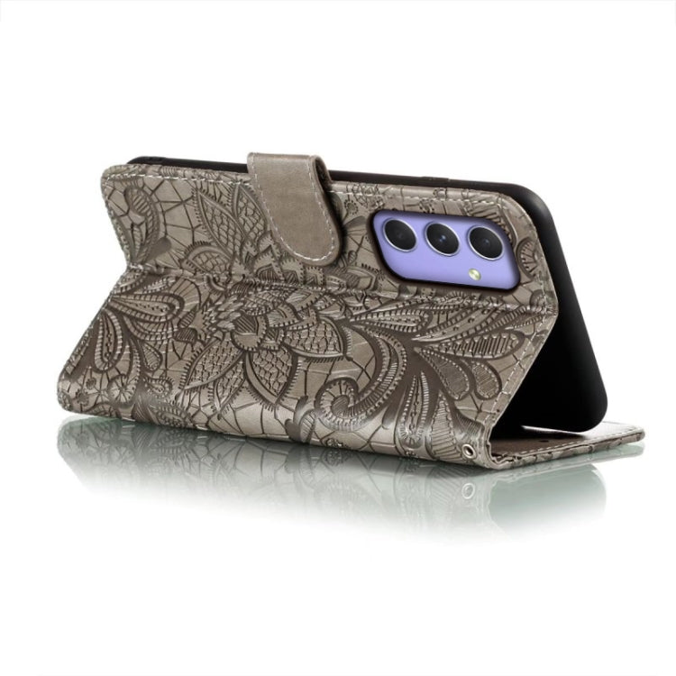 For Samsung Galaxy A55 Lace Flower Embossing Flip Leather Phone Case