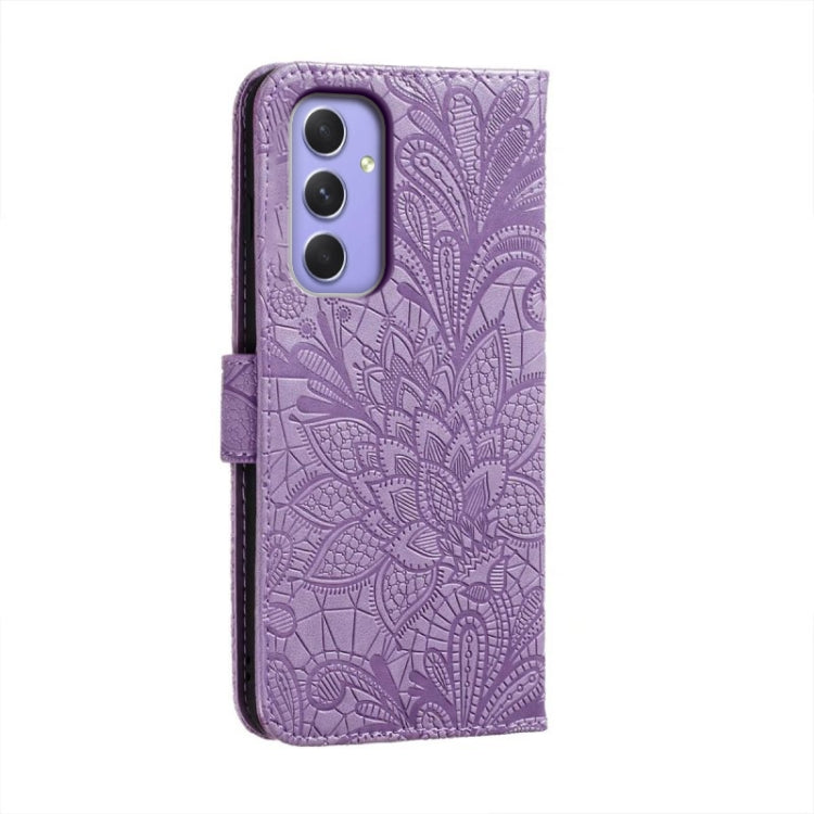 For Samsung Galaxy A55 Lace Flower Embossing Flip Leather Phone Case