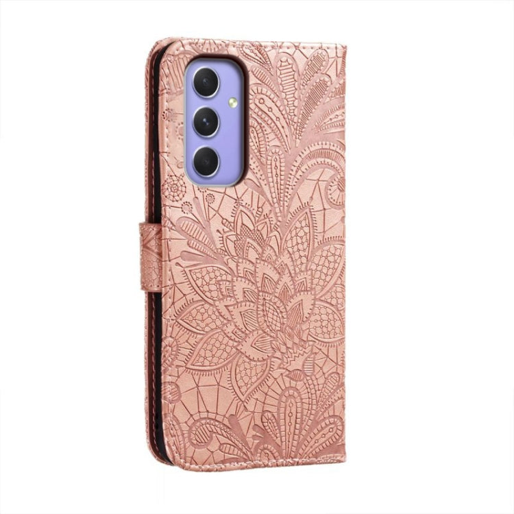 For Samsung Galaxy A55 Lace Flower Embossing Flip Leather Phone Case