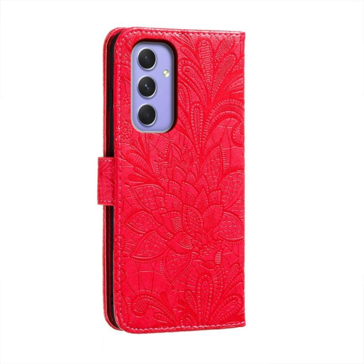 For Samsung Galaxy A55 Lace Flower Embossing Flip Leather Phone Case