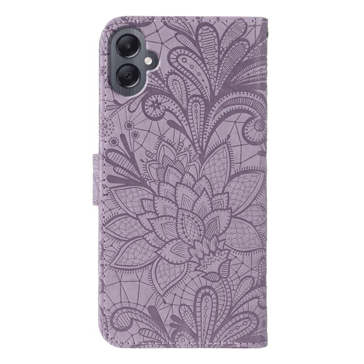 For Samsung Galaxy A05 Lace Flower Embossing Flip Leather Phone Case
