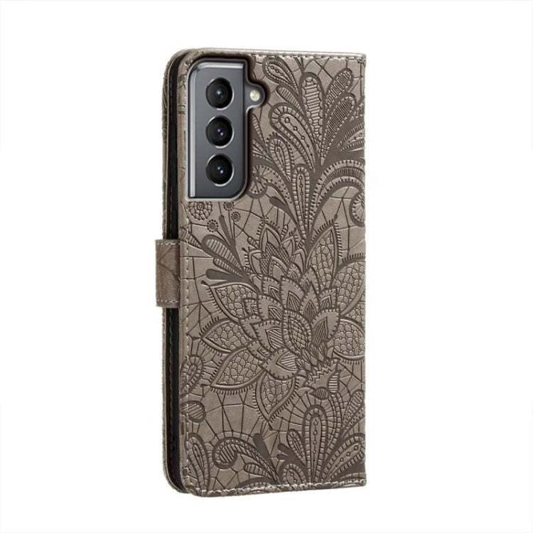 For Samsung Galaxy S21 Lace Flower Embossing Flip Leather Phone Case