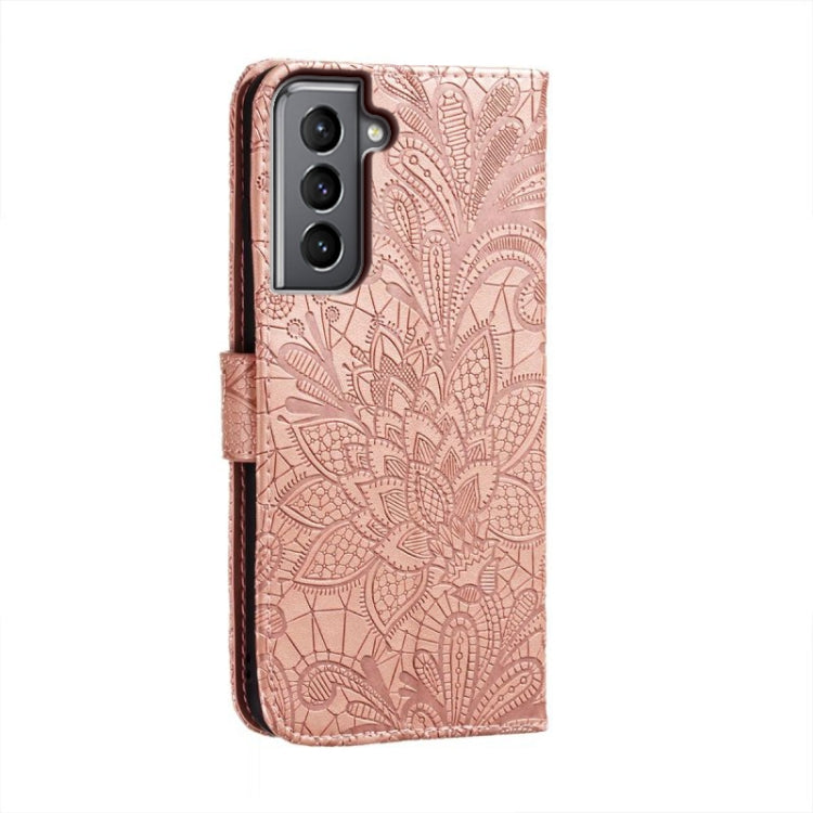 For Samsung Galaxy S21 Lace Flower Embossing Flip Leather Phone Case