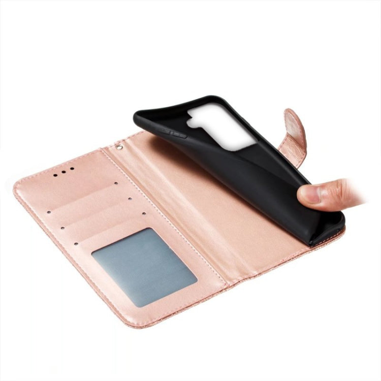 For Samsung Galaxy S21 Lace Flower Embossing Flip Leather Phone Case
