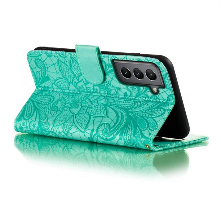 For Samsung Galaxy S21 Lace Flower Embossing Flip Leather Phone Case