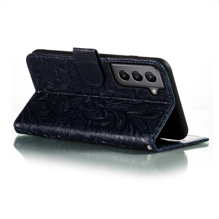 For Samsung Galaxy S21 Lace Flower Embossing Flip Leather Phone Case
