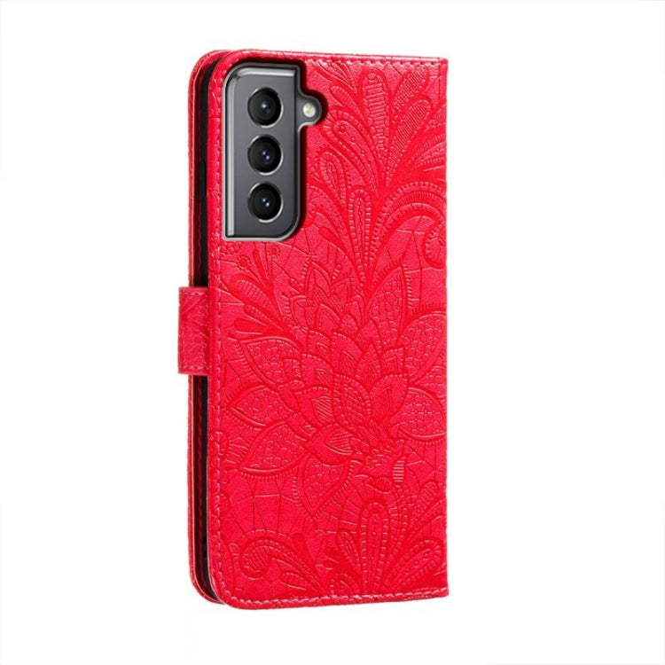 For Samsung Galaxy S21 Lace Flower Embossing Flip Leather Phone Case