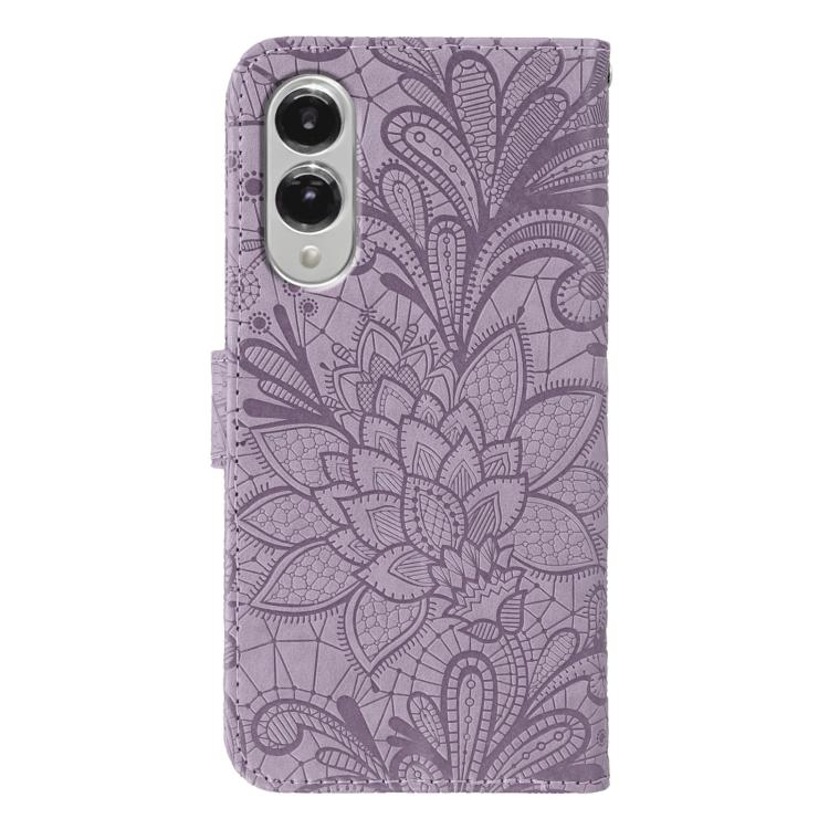 For Samsung Galaxy S25 Edge 5G Lace Flower Embossing Flip Leather Phone Case