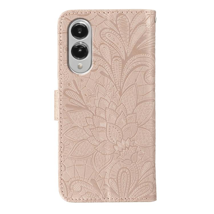 For Samsung Galaxy S25 Edge 5G Lace Flower Embossing Flip Leather Phone Case