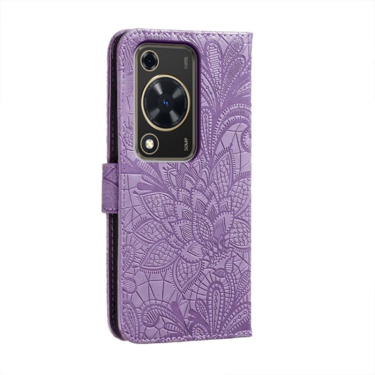 For Huawei Enjoy 70 Lace Flower Embossing Flip Leather Phone Case