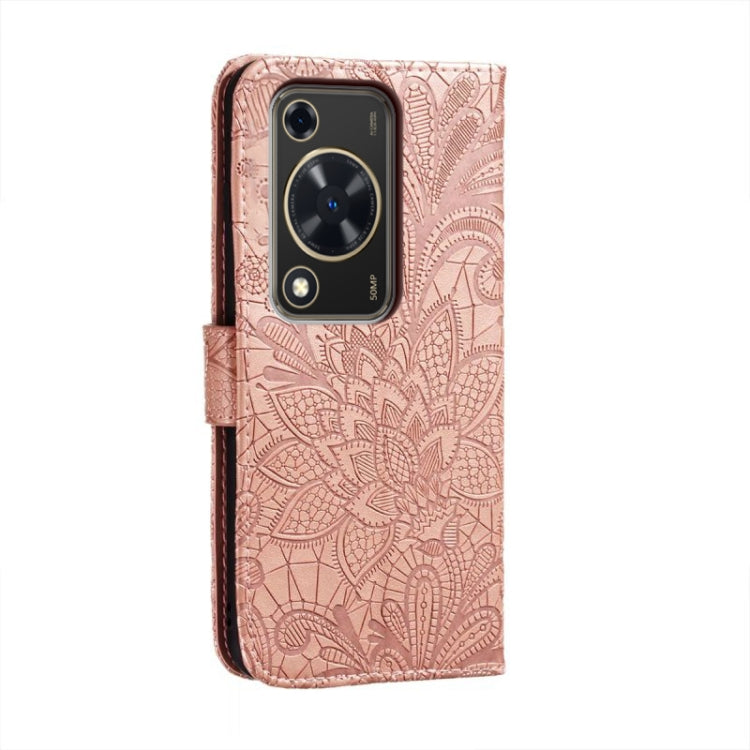For Huawei Enjoy 70 Lace Flower Embossing Flip Leather Phone Case