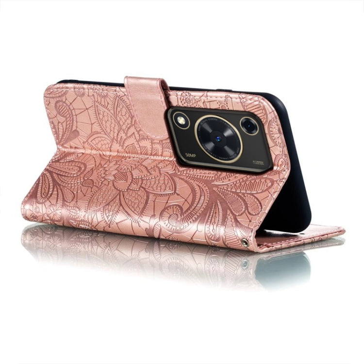 For Huawei Enjoy 70 Lace Flower Embossing Flip Leather Phone Case