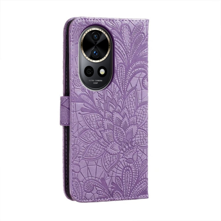 For Huawei Nova 12 Pro Lace Flower Embossing Flip Leather Phone Case