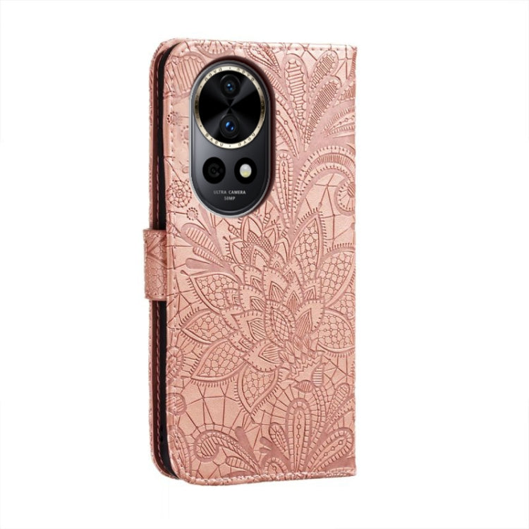 For Huawei Nova 12 Pro Lace Flower Embossing Flip Leather Phone Case