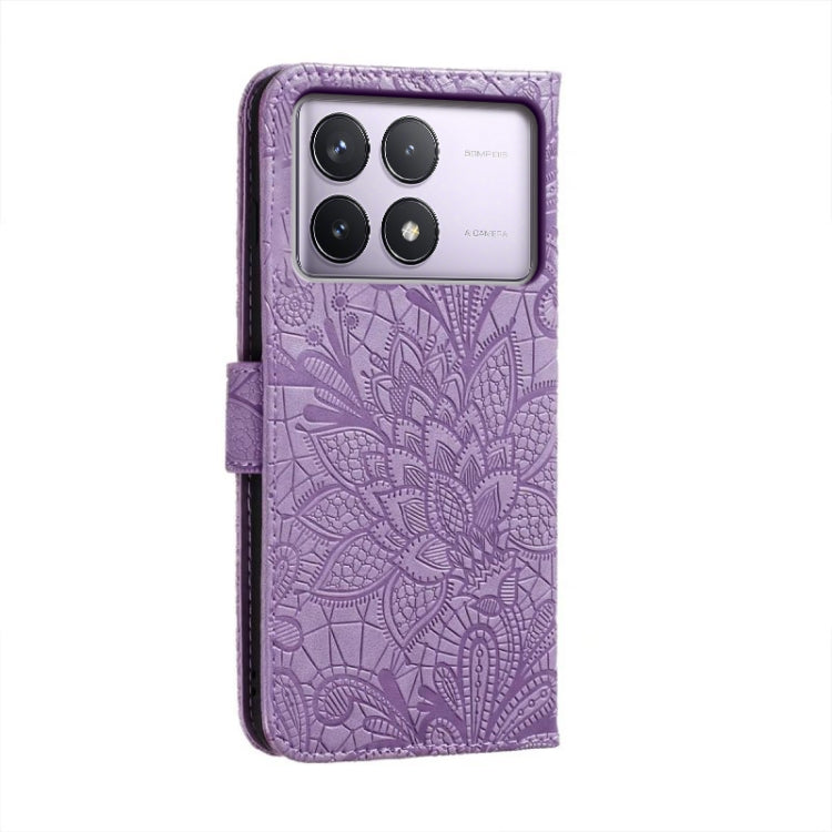 For Xiaomi Redmi K70 Lace Flower Embossing Flip Leather Phone Case