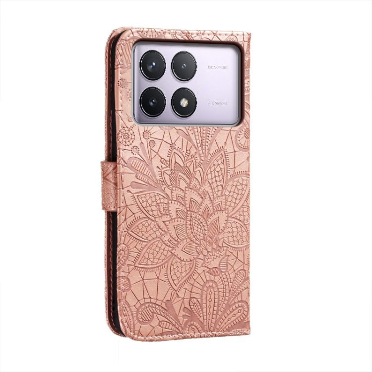 For Xiaomi Redmi K70 Lace Flower Embossing Flip Leather Phone Case
