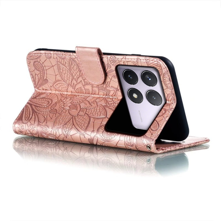 For Xiaomi Redmi K70 Lace Flower Embossing Flip Leather Phone Case