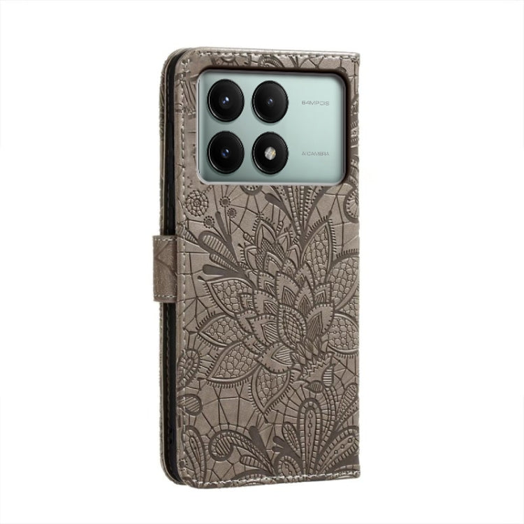 For Xiaomi Redmi K70E Lace Flower Embossing Flip Leather Phone Case