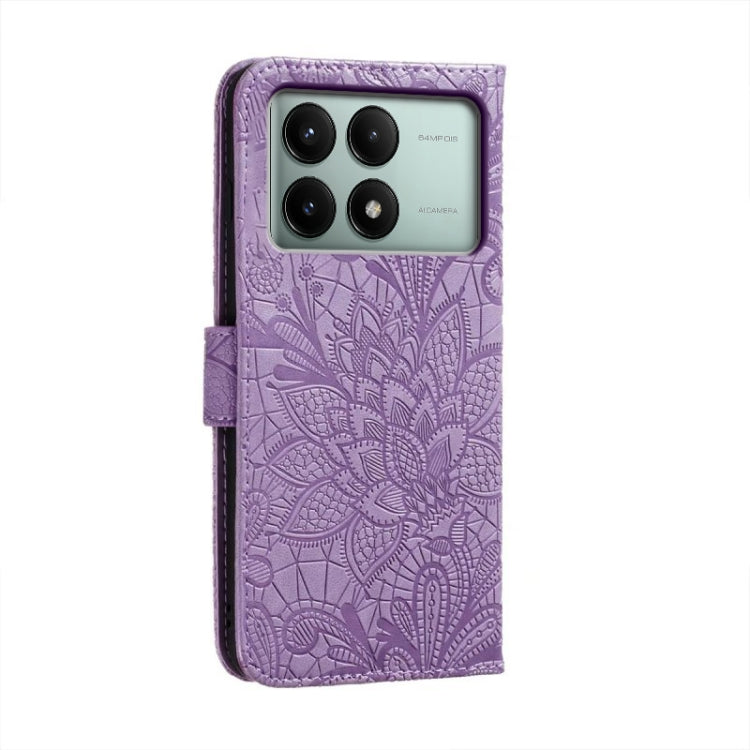 For Xiaomi Redmi K70E Lace Flower Embossing Flip Leather Phone Case