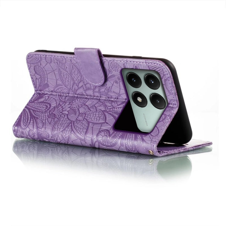 For Xiaomi Redmi K70E Lace Flower Embossing Flip Leather Phone Case