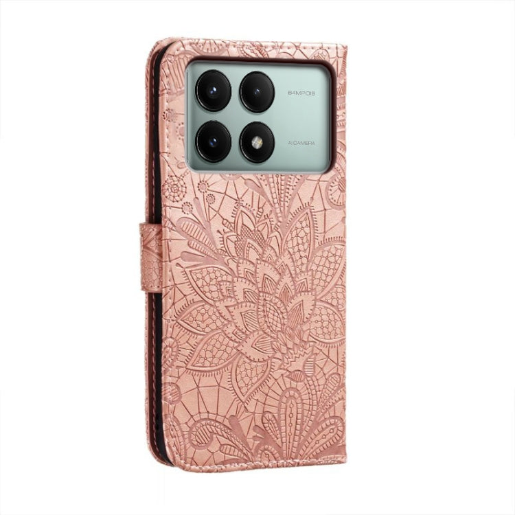 For Xiaomi Redmi K70E Lace Flower Embossing Flip Leather Phone Case