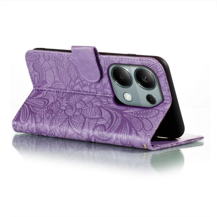 For Xiaomi Redmi Note 13 Pro 4G Lace Flower Embossing Flip Leather Phone Case