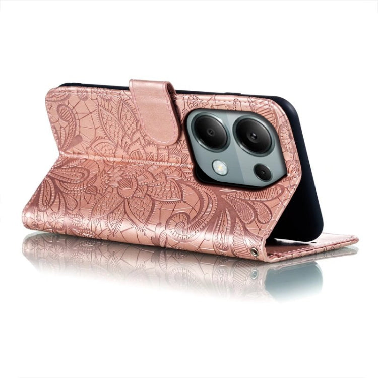 For Xiaomi Redmi Note 13 Pro 4G Lace Flower Embossing Flip Leather Phone Case