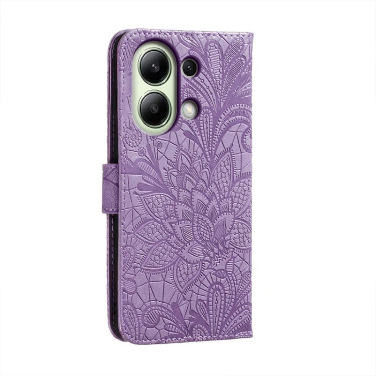 For Xiaomi Redmi Note 13 4G Lace Flower Embossing Flip Leather Phone Case
