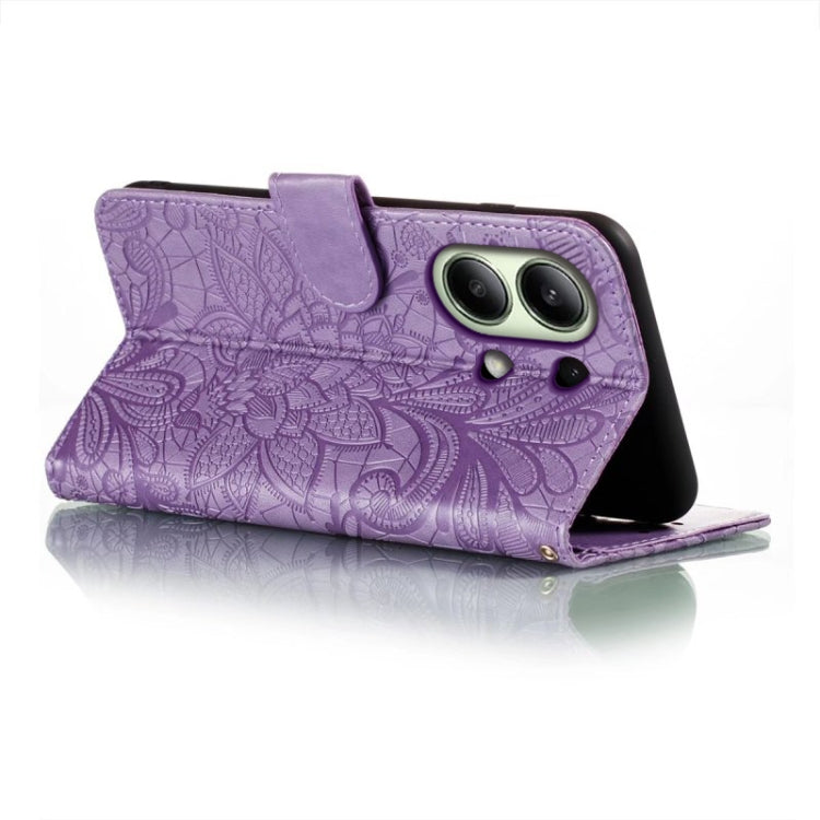 For Xiaomi Redmi Note 13 4G Lace Flower Embossing Flip Leather Phone Case