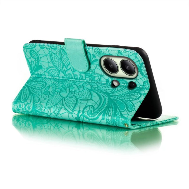 For Xiaomi Redmi Note 13 4G Lace Flower Embossing Flip Leather Phone Case