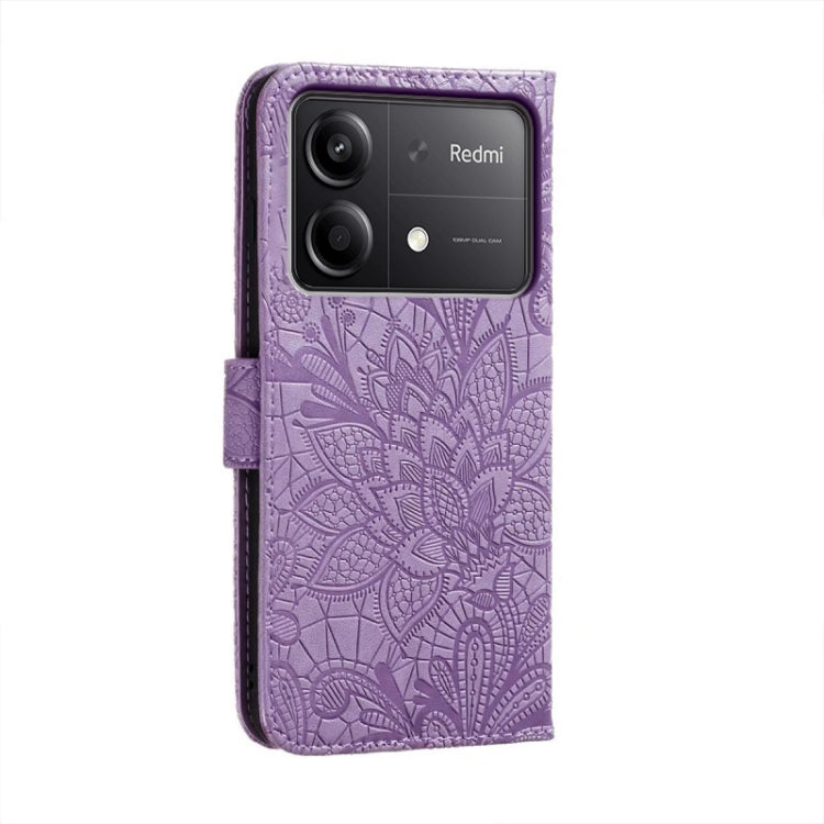 For Xiaomi Redmi Note 13R Pro Lace Flower Embossing Flip Leather Phone Case