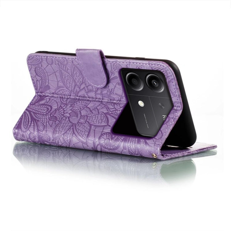 For Xiaomi Redmi Note 13R Pro Lace Flower Embossing Flip Leather Phone Case
