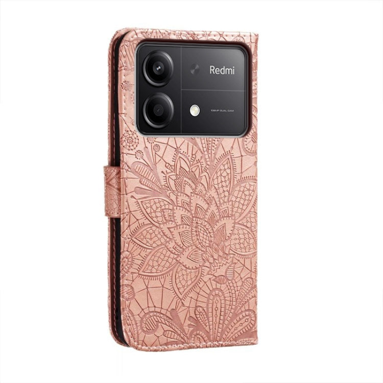 For Xiaomi Redmi Note 13R Pro Lace Flower Embossing Flip Leather Phone Case
