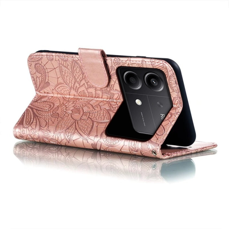 For Xiaomi Redmi Note 13R Pro Lace Flower Embossing Flip Leather Phone Case