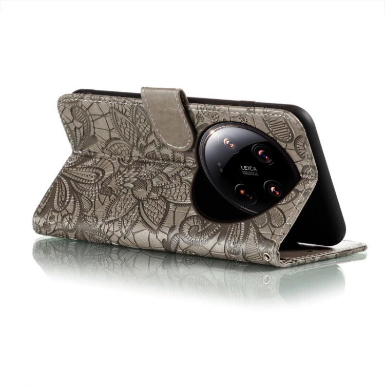 For Xiaomi 14 Ultra Lace Flower Embossing Flip Leather Phone Case