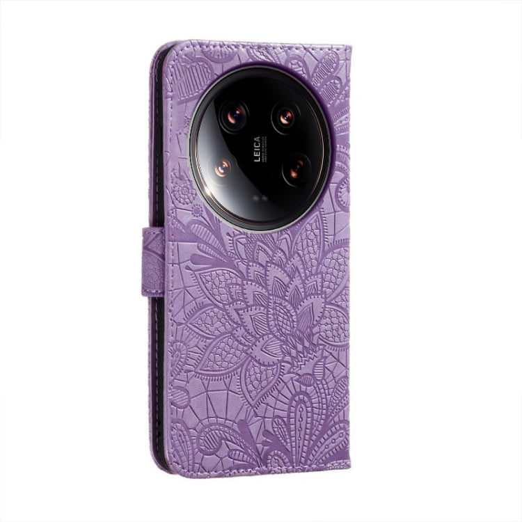 For Xiaomi 14 Ultra Lace Flower Embossing Flip Leather Phone Case