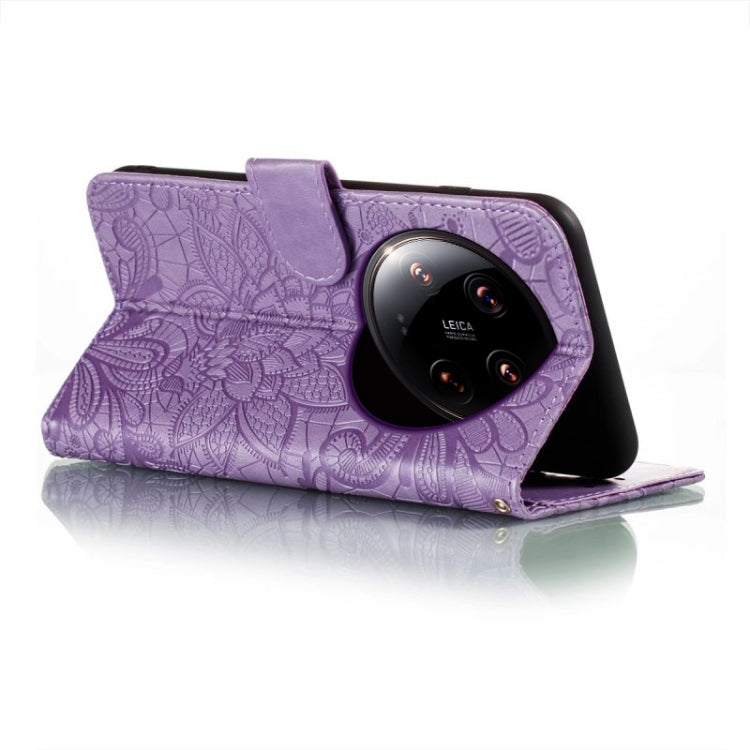 For Xiaomi 14 Ultra Lace Flower Embossing Flip Leather Phone Case