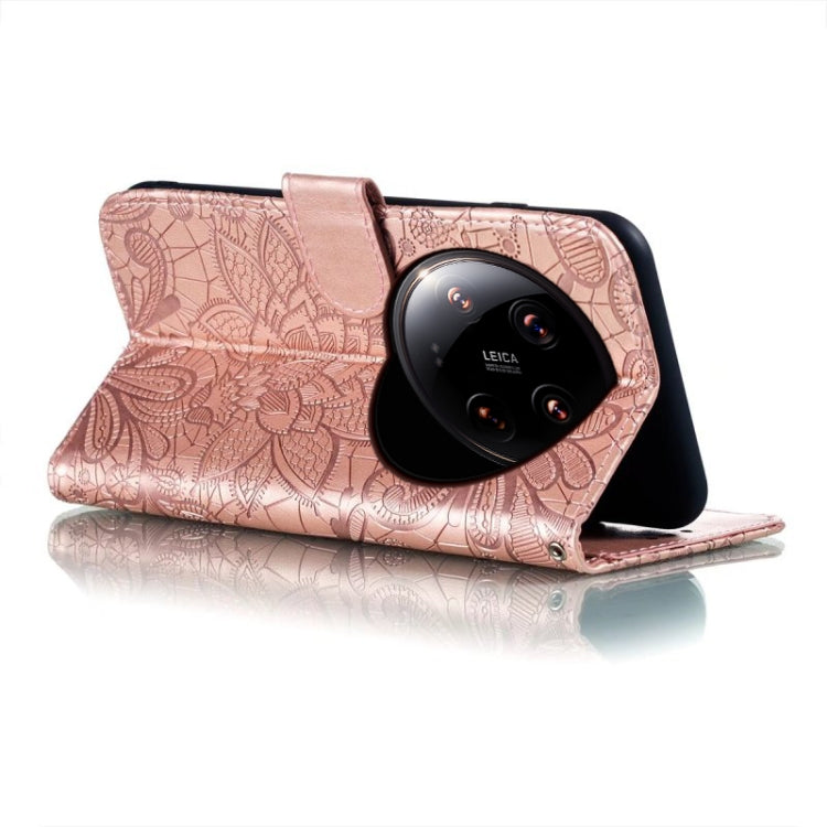 For Xiaomi 14 Ultra Lace Flower Embossing Flip Leather Phone Case