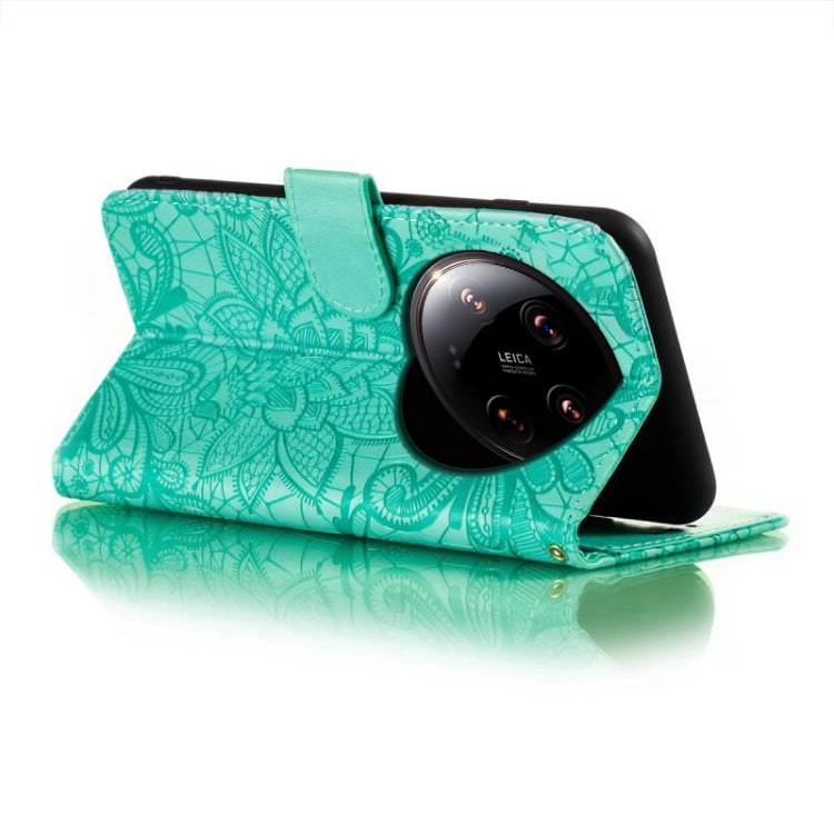 For Xiaomi 14 Ultra Lace Flower Embossing Flip Leather Phone Case