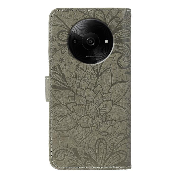 For Xiaomi Poco C61 4G Global Lace Flower Embossing Flip Leather Phone Case