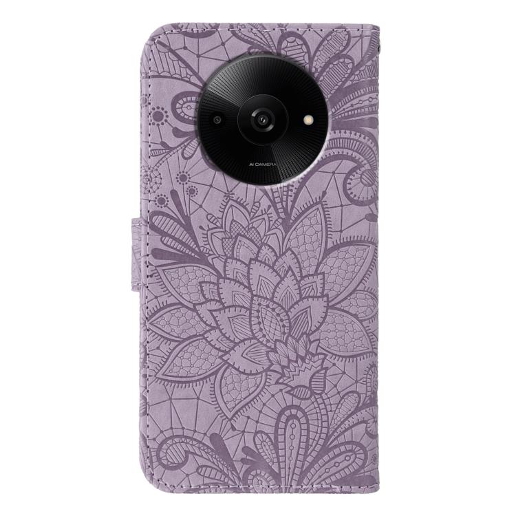 For Xiaomi Poco C61 4G Global Lace Flower Embossing Flip Leather Phone Case