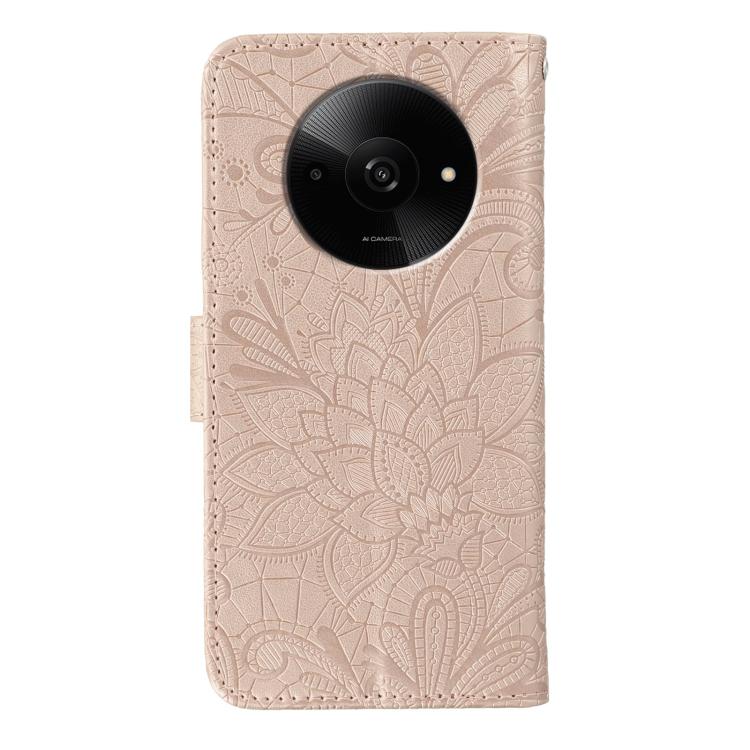 For Xiaomi Poco C61 4G Global Lace Flower Embossing Flip Leather Phone Case