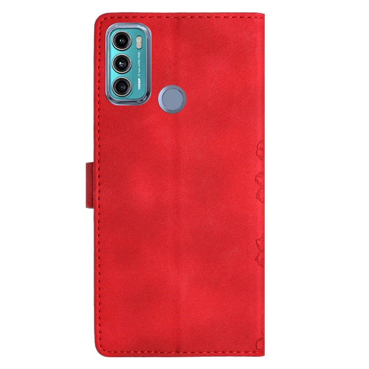 For Motorola Moto G60 4G Cherry Blossom Butterfly Skin Feel Embossed PU Phone Case