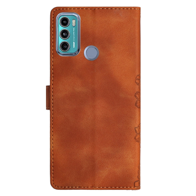 For Motorola Moto G60 4G Cherry Blossom Butterfly Skin Feel Embossed PU Phone Case