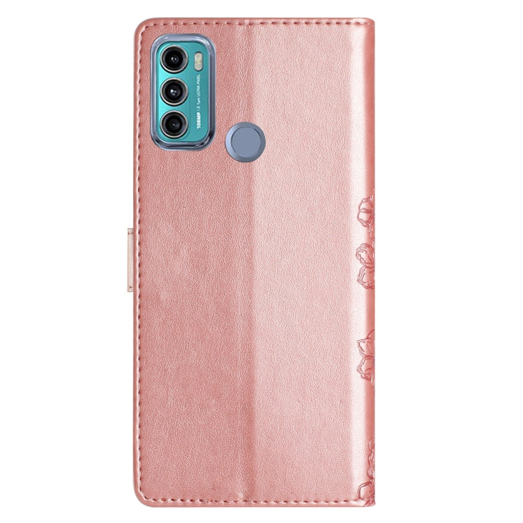 For Motorola Moto G60 4G Cherry Blossom Butterfly Skin Feel Embossed PU Phone Case