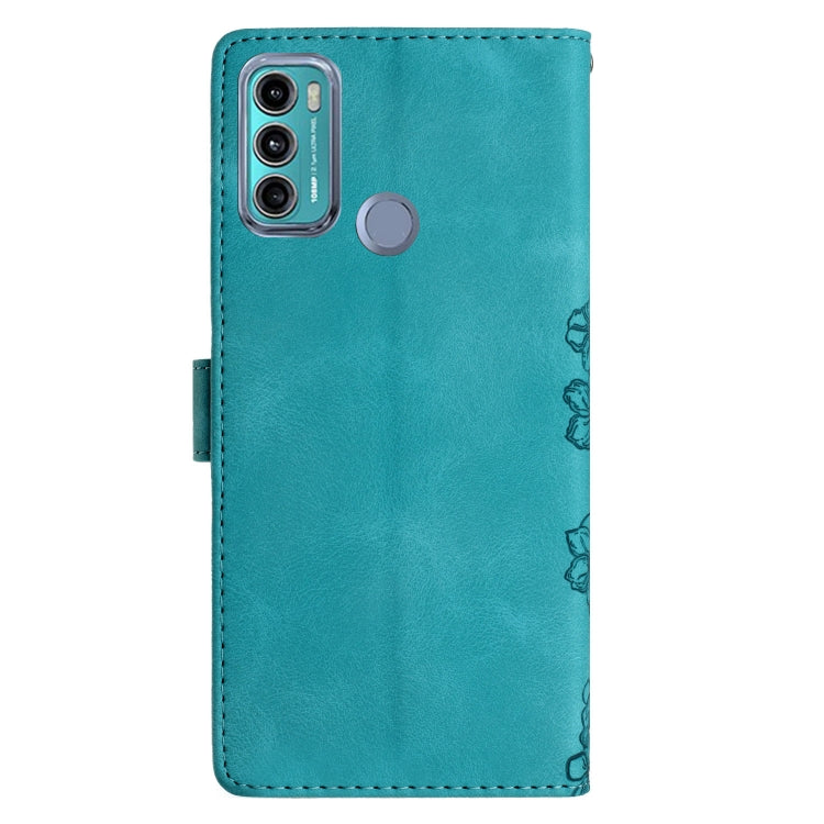 For Motorola Moto G40 Fusion Cherry Blossom Butterfly Skin Feel Embossed PU Phone Case