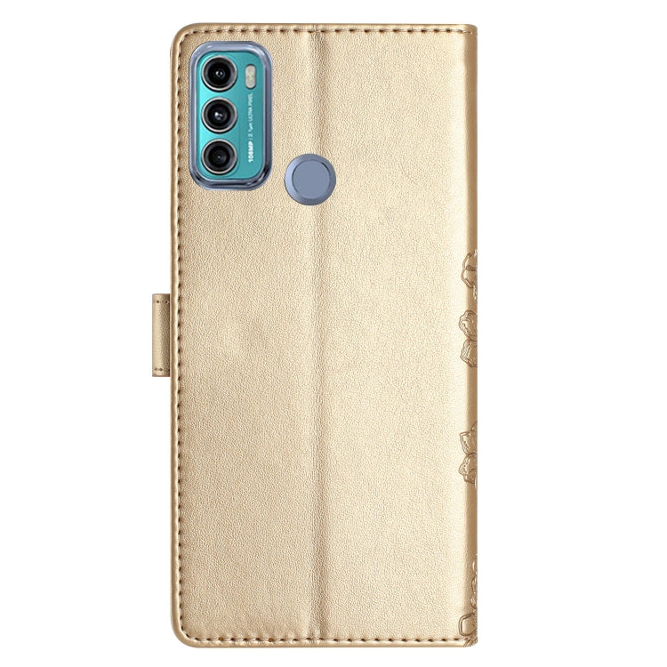 For Motorola Moto G40 Fusion Cherry Blossom Butterfly Skin Feel Embossed PU Phone Case